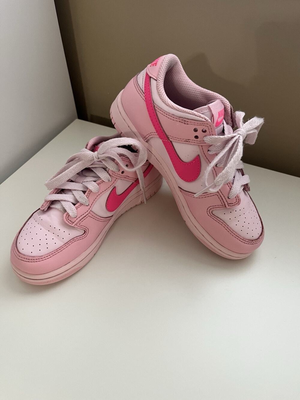 Girls Pink Nike Dunk Low Triple Pink Barbie Size 1Y